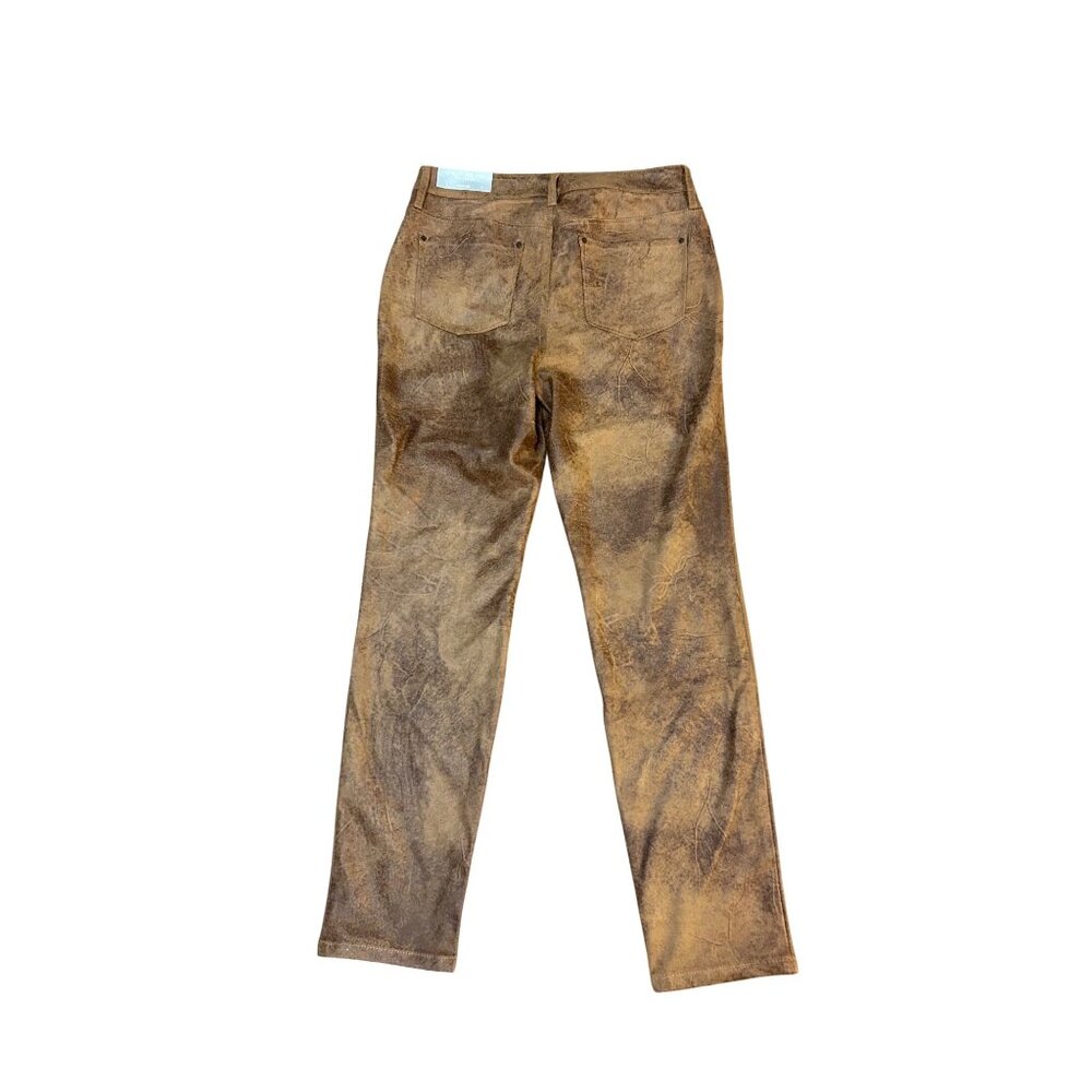Chicos Brown Faux Suede Slim Leg Pants Size 0.5 R (US 6 R) NWT - Picture 4 of 5